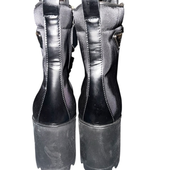 Prada Black Nylon And Leather Cap Toe Ankle Boots EU 41 -US 11 - Picture 7 of 10